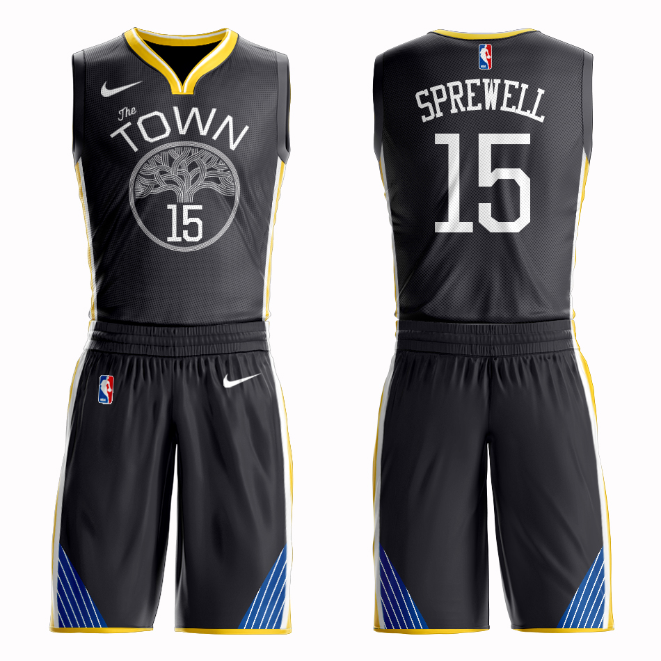 Men 2019 NBA Nike Golden State Warriors #15 black Customized jersey